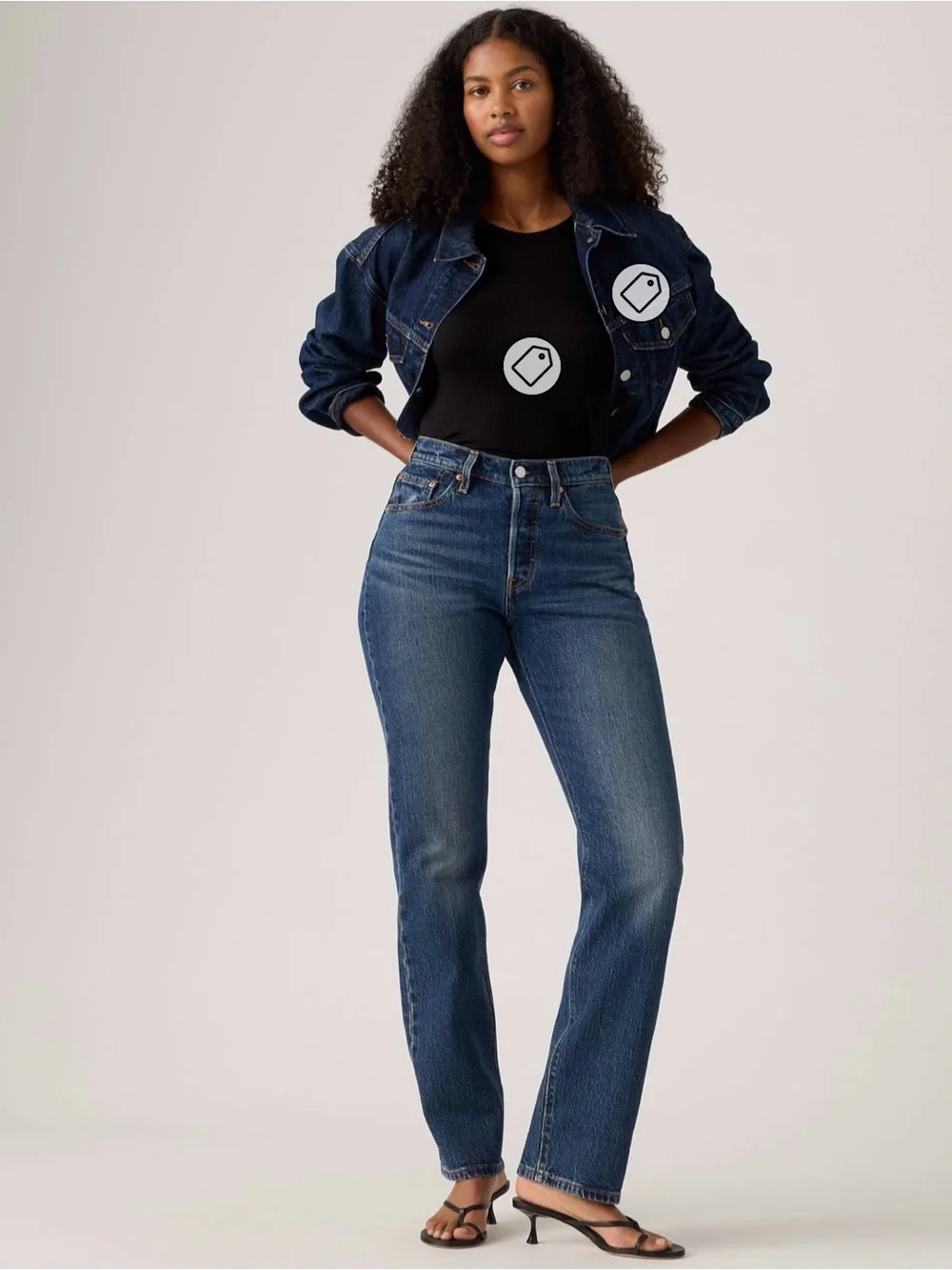 Levi's High-Rise Straight Jeans — Dark Indigo Blue 501 C